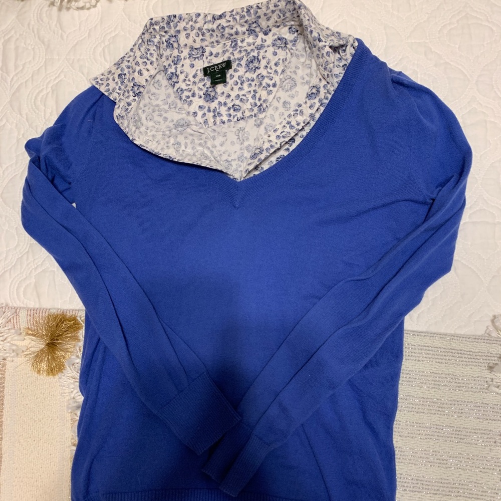 J Crew Button Down and V Neck sweater set